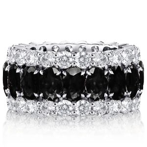 Eternity band - Italo Black Sapphire Oval Cut Triple Row Wedding Band For Women, Apparel & Accessories, Italo jewelry - Online Catalog