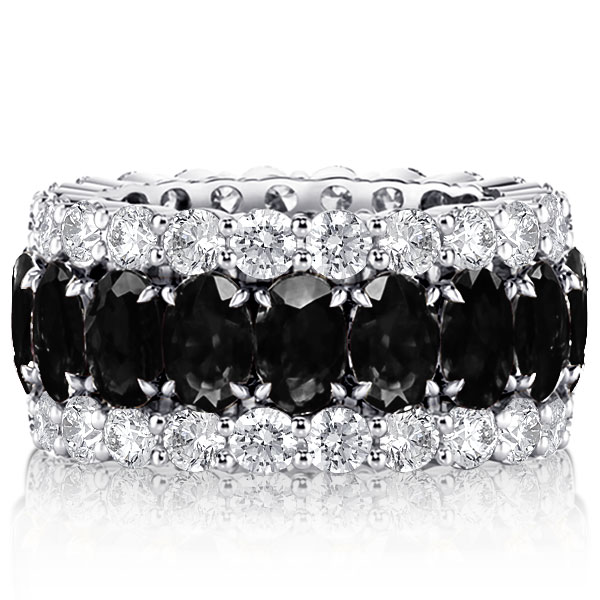 Eternity band - Italo Black Sapphire Oval Cut Triple Row Wedding Band For Women, Apparel & Accessories, Italo jewelry - Online Catalog