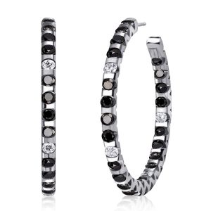 Earrings - Italo In Out Black Round Hoop Earrings For Women Sliver Earrings, Apparel & Accessories, Italo jewelry - Online Catalog
