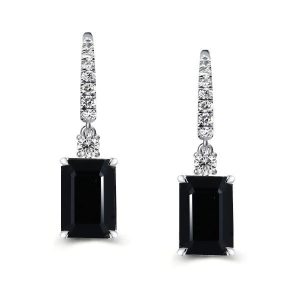Earrings - Italo Black Emerald Cut Drop Earrings For Women Sliver Earrings, Apparel & Accessories, Italo jewelry - Online Catalog