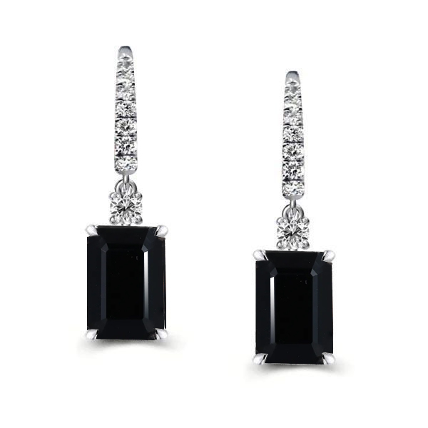 Earrings - Italo Black Emerald Cut Drop Earrings For Women Sliver Earrings, Apparel & Accessories, Italo jewelry - Online Catalog