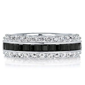 Eternity band - Italo Black Baguette Triple Row Eternity Wedding Band For Women, Apparel & Accessories, Italo jewelry - Online Catalog