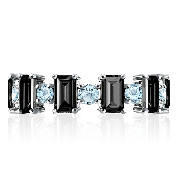 Eternity band - Black Baguette Eternity Wedding Band For Women Aquamarine Ring, Apparel & Accessories, Italo jewelry - Online Catalog