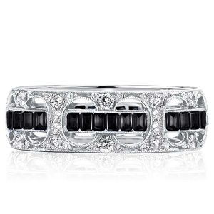 Eternity band - Italo Black Rope Through The Hole Unique Black Wedding Band, Apparel & Accessories, Italo jewelry - Online Catalog