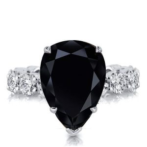 classic engagement rings - Black Sapphire Pear Cut Engagement Ring For Women Promise Ring, Italo jewelry - Online Catalog