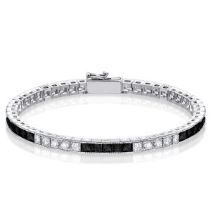 Bracelets - Italo Black & White Asscher Black Sapphrie Bracelet Fow Women, Apparel & Accessories, Italo jewelry - Online Catalog