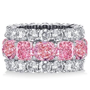 Eternity band - Italo Cushion Cut Created Pink Sapphire Wedding Band For Women, Apparel & Accessories, Italo jewelry - Online Catalog