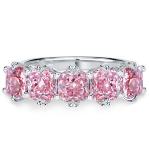 anniversary band - Italo Five Stone Pink Sapphire Wedding Band Cushion Cut Band, Italo jewelry - Online Catalog