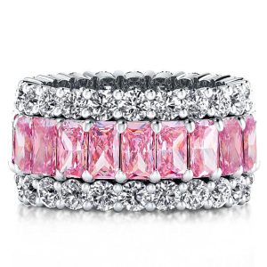Eternity band - Triple Row Created Pink Sapphire Wedding Band For Women, Apparel & Accessories, Italo jewelry - Online Catalog