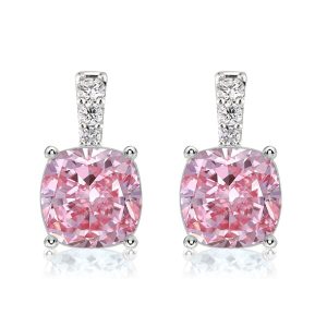 earrings - Italo Pink Earrings For Women Cushion Cut Drop Earrings, Italo jewelry - Online Catalog