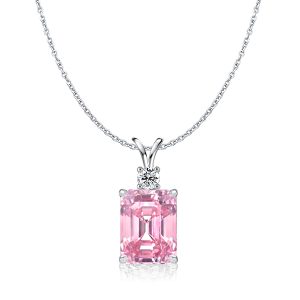necklaces - Italo Emerald Cut Emerald Pink Pendant Necklace For Women, Italo jewelry - Online Catalog