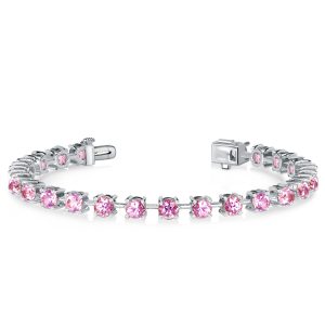 Bracelets - Italo Classic Round Cut Pink Sapphire Tennis Bracelet For Women, Apparel & Accessories, Italo jewelry - Online Catalog