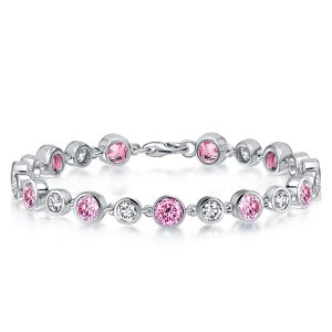 Bracelets - Italo Alternating White & Pink Sapphire Tennis Bracelet, Apparel & Accessories, Italo jewelry - Online Catalog