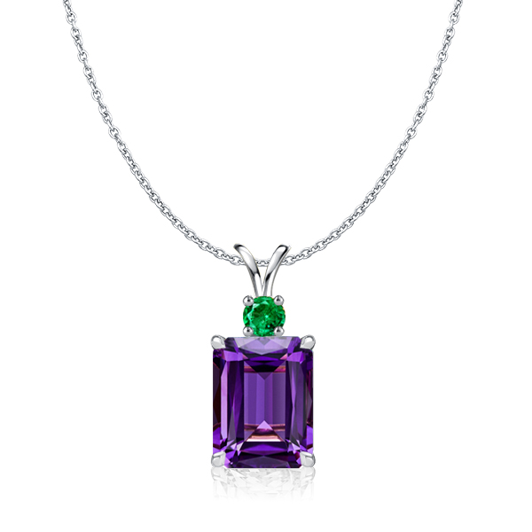 necklaces - Italo Amethyst Pendant Necklace Emerald Cut Necklace, Italo jewelry - Online Catalog