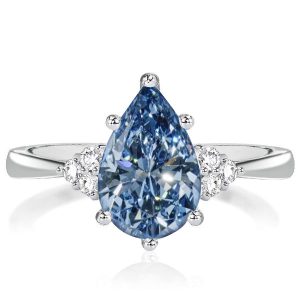 Unique rings - Italo Pear Cut Blue Topaz Engagement Ring Promise Ring, Italo jewelry - Online Catalog