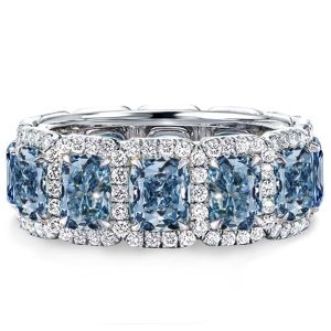 Eternity band - Italo Blue Topaz Band Ring Cushion Cut Eternity Band For Women, Apparel & Accessories, Italo jewelry - Online Catalog