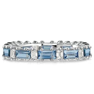 Eternity band - Italo Blue Topaz Wedding Band Ring Baguette Eternity Band, Apparel & Accessories, Italo jewelry - Online Catalog