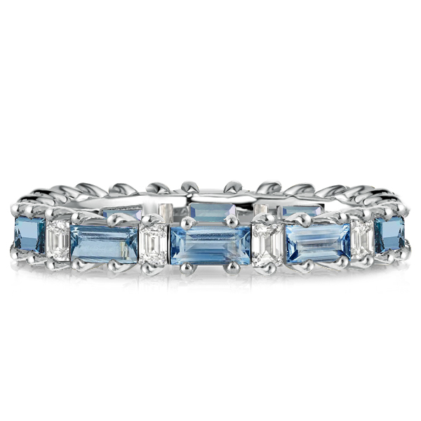 Eternity band - Italo Blue Topaz Wedding Band Ring Baguette Eternity Band, Apparel & Accessories, Italo jewelry - Online Catalog