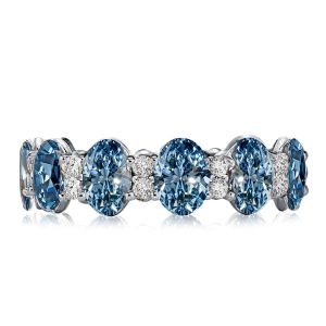 Eternity band - Italo Oval Cut Blue Topaz Eternity Wedding Band For Women, Apparel & Accessories, Italo jewelry - Online Catalog