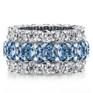 Eternity band - Italo Cushion Cut Created Blue Topaz Wedding Band For Women, Apparel & Accessories, Italo jewelry - Online Catalog