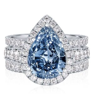 3pc wedding sets - Italo Halo Pear Cut Blue Topaz Engagement Rings Sets Bridal Set, Italo jewelry - Online Catalog