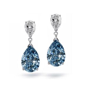 Earrings - Italo Blue Topaz Pear Cut Drop Earrings In Sterling Silver, Apparel & Accessories, Italo jewelry - Online Catalog
