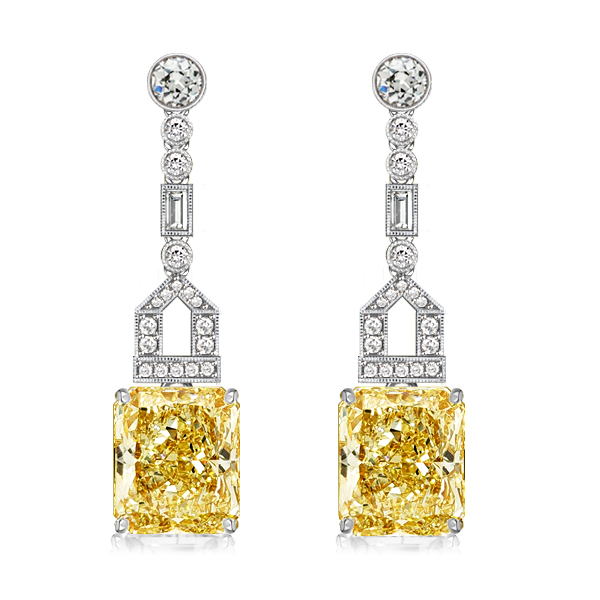 EarRings - Yellow Topaz Emerald Cut Drop Earrings For Women Vintage Earrings, Italo jewelry - Online Catalog