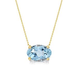 necklaces - Italo Golden Oval Cut Aquamarine Necklace Solitaire Necklace, Italo jewelry - Online Catalog