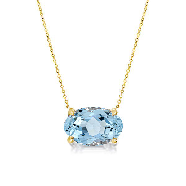 Necklaces - Italo Golden Oval Cut Aquamarine Necklace Solitaire Necklace, Apparel & Accessories, Italo jewelry - Online Catalog