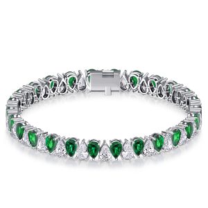 Bracelets - Italo White & Emerald Bracelet Pear Cut Tennis Bracelet, Apparel & Accessories, Italo jewelry - Online Catalog