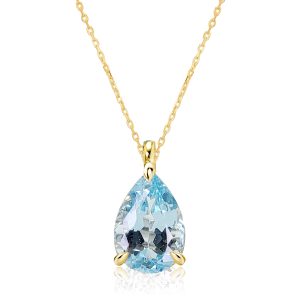 necklaces - Italo Golden Pear Cut Aquamarine Necklace Solitaire Necklace, Italo jewelry - Online Catalog