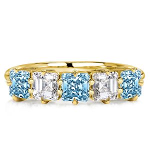 Classic rings band - Italo Aquamarine Ring Asscher Cut Half Eternity Wedding Band, Apparel & Accessories, Italo jewelry - Online Catalog