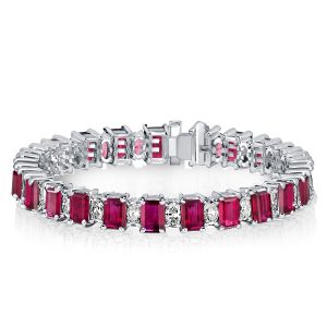 Bracelets - Alternating Ruby & White Tennis Bracelet For Women, Apparel & Accessories, Italo jewelry - Online Catalog