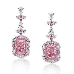 Earrings - Halo Radiant & Marquise Cut Drop Pink Earrings, Apparel & Accessories, Italo jewelry - Online Catalog