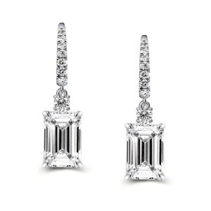 earrings - Italo Emerald Cut Drop Earrings Sterling Silver Earrings For Women, Italo jewelry - Online Catalog
