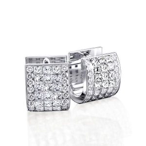 Earrings - Five Row Round & Asscher Cut White Hoop Earrings, Apparel & Accessories, Italo jewelry - Online Catalog