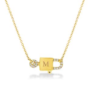 personalized necklaces - Lock & Key Pendant Initial Personalized Necklace For Women, Italo jewelry - Online Catalog