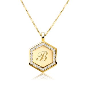 personalized necklaces - Hexagon Pendant Initial Personalized Necklace For Women, Italo jewelry - Online Catalog