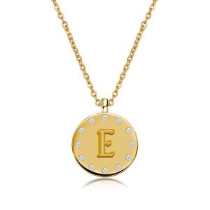 personalized necklaces - Initial Personalized Coin Pendant Necklace For Women, Italo jewelry - Online Catalog