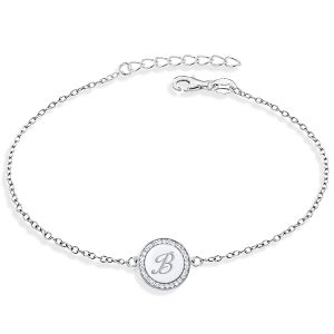 bracelets - Circle Engraved Initial Personalized Bracelet For Women, Italo jewelry - Online Catalog