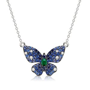 necklaces - Dancing Butterfly Blue Sapphire Pendant Necklace For Women, Italo jewelry - Online Catalog