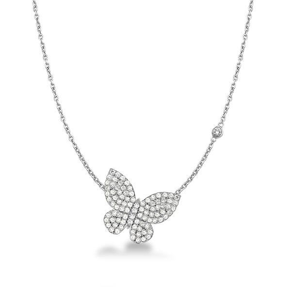 Necklaces - Dancing Butterfly Round White Pendant Necklace For Women, Apparel & Accessories, Italo jewelry - Online Catalog