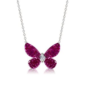 necklaces - Dancing Butterfly Ruby Sapphire Pendant Necklace For Women, Italo jewelry - Online Catalog