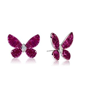Earrings - Dancing Butterfly Ruby Sapphire Stud Earrings For Women, Apparel & Accessories, Italo jewelry - Online Catalog