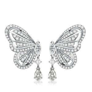 earrings - Dancing Butterfly White Sapphire Silver Drop Earrings For Women, Italo jewelry - Online Catalog