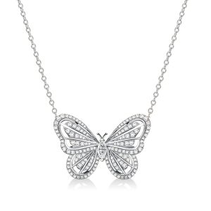 necklaces - Dancing Butterfly White Sapphire Pendant Necklace For Women, Italo jewelry - Online Catalog