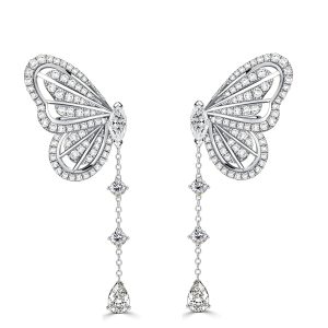 earrings - Dancing Butterfly White Sapphire Drop Earrings Sliver Earrings, Italo jewelry - Online Catalog