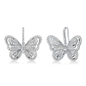 Earrings - Italo Dancing Butterfly White Sapphire Drop Earrings For Women, Apparel & Accessories, Italo jewelry - Online Catalog