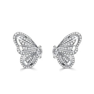 Earrings - Italo Dancing Butterfly White Sapphire Stud Earrings For Women, Apparel & Accessories, Italo jewelry - Online Catalog