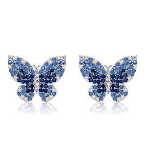 Earrings - Dancing Butterfly Blue Sapphire Stud Earrings Butterfly Earrings, Apparel & Accessories, Italo jewelry - Online Catalog
